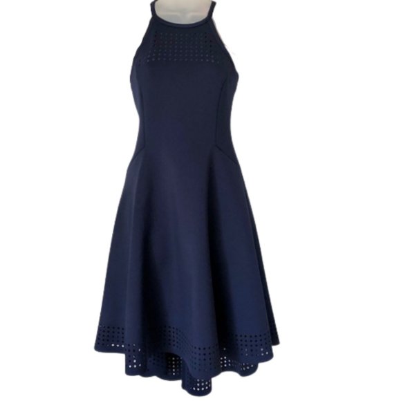 Lilly Pulitzer Aurelie Midi Halter Dress Laser Cut Details - True Navy XXS - Picture 4 of 10